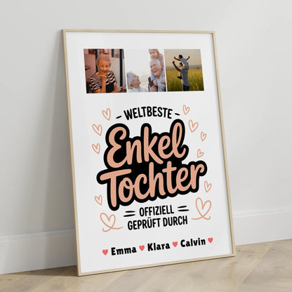 Wandbild Fotocollage Enkeltochter Fotocollage Weltbeste Enkeltochter Offiziell Geprüft Durch