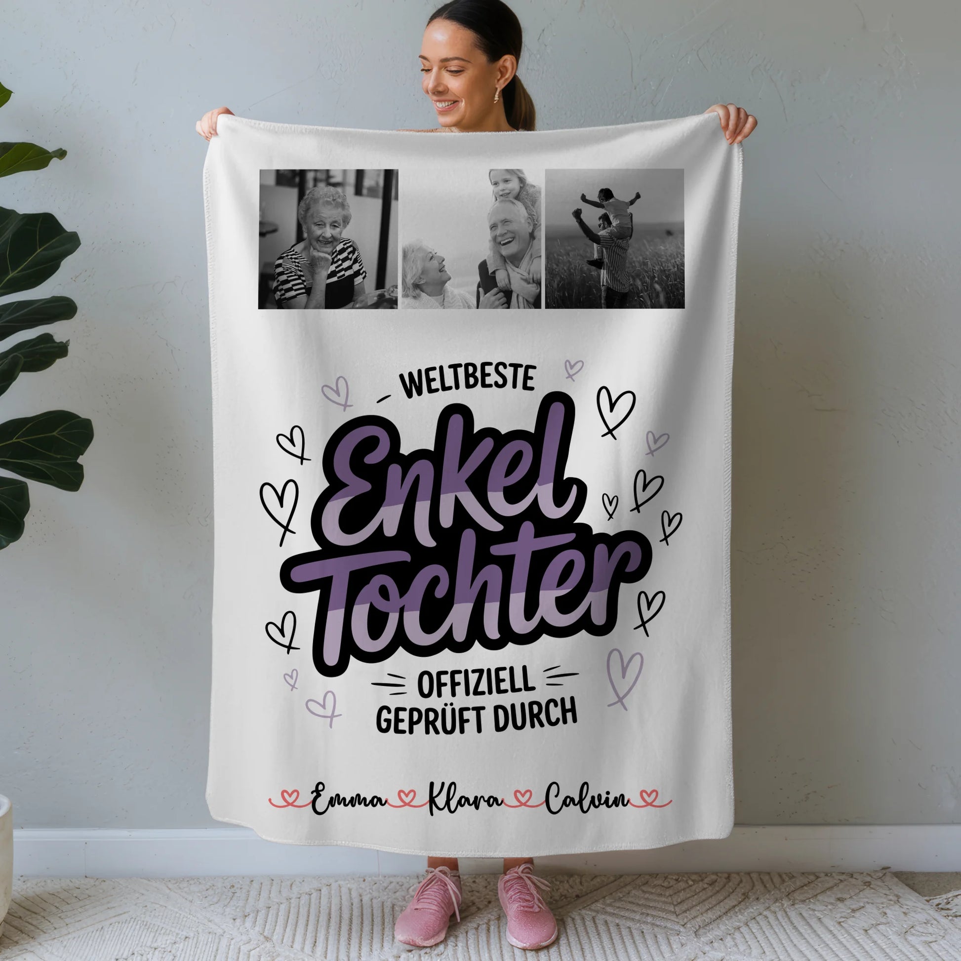 Namensdecke Geschenk Fotocollage Enkeltochter Weltbeste Enkeltochter Offiziell Geprüft Durch 1