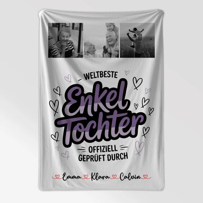 Namensdecke Geschenk Fotocollage Enkeltochter Weltbeste Enkeltochter Offiziell Geprüft Durch 7
