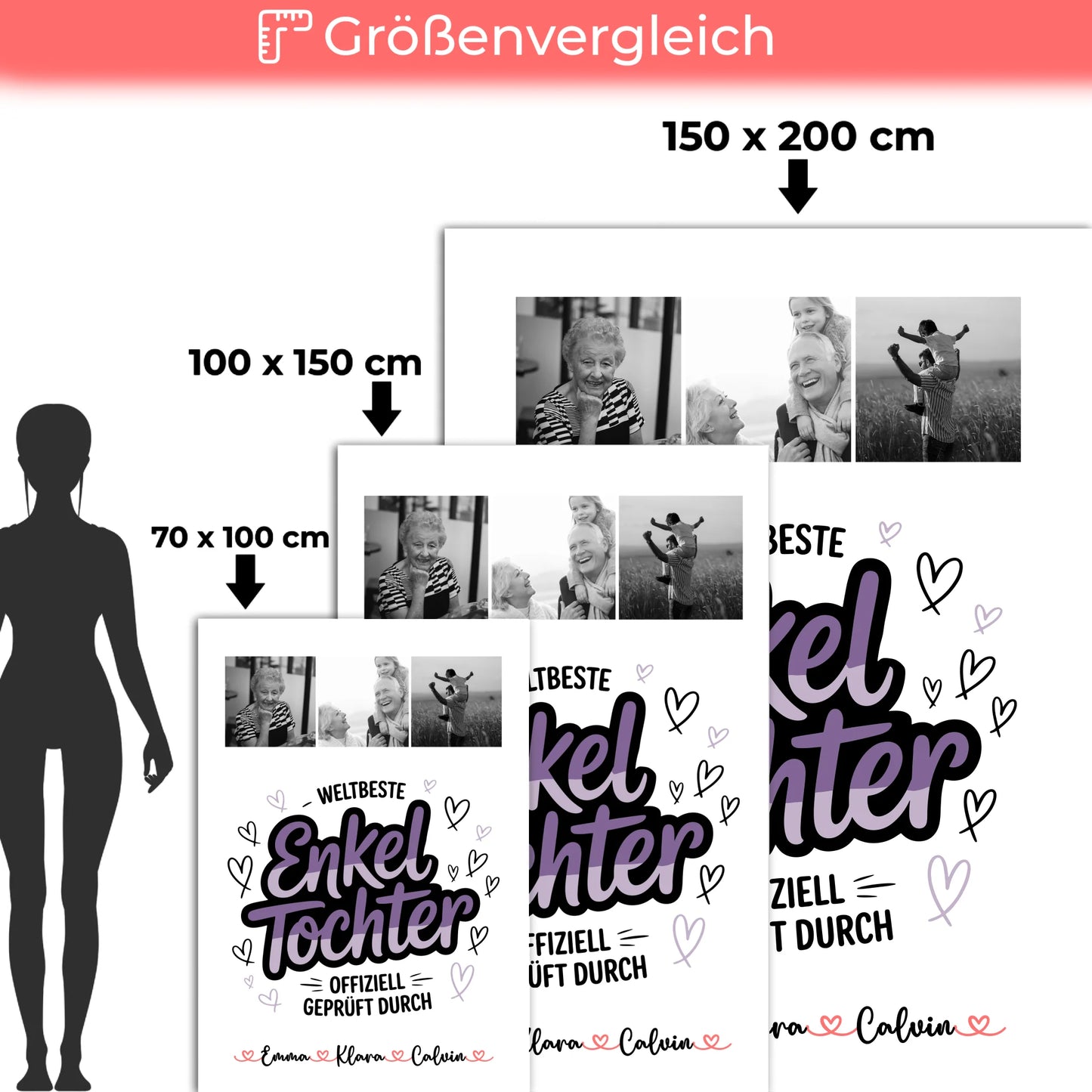 Namensdecke Geschenk Fotocollage Enkeltochter Weltbeste Enkeltochter Offiziell Geprüft Durch 5