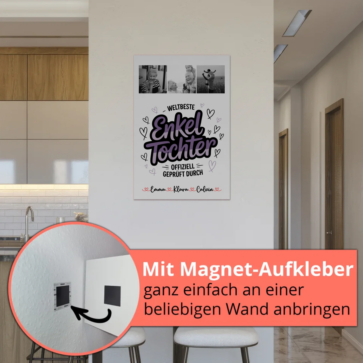 Fotoboard Magnet Wandbild Geschenk Fotocollage Enkeltochter Weltbeste Enkeltochter Offiziell Geprüft Durch 5