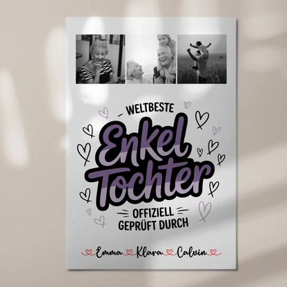 Fotoboard Magnet Wandbild Geschenk Fotocollage Enkeltochter Weltbeste Enkeltochter Offiziell Geprüft Durch 1
