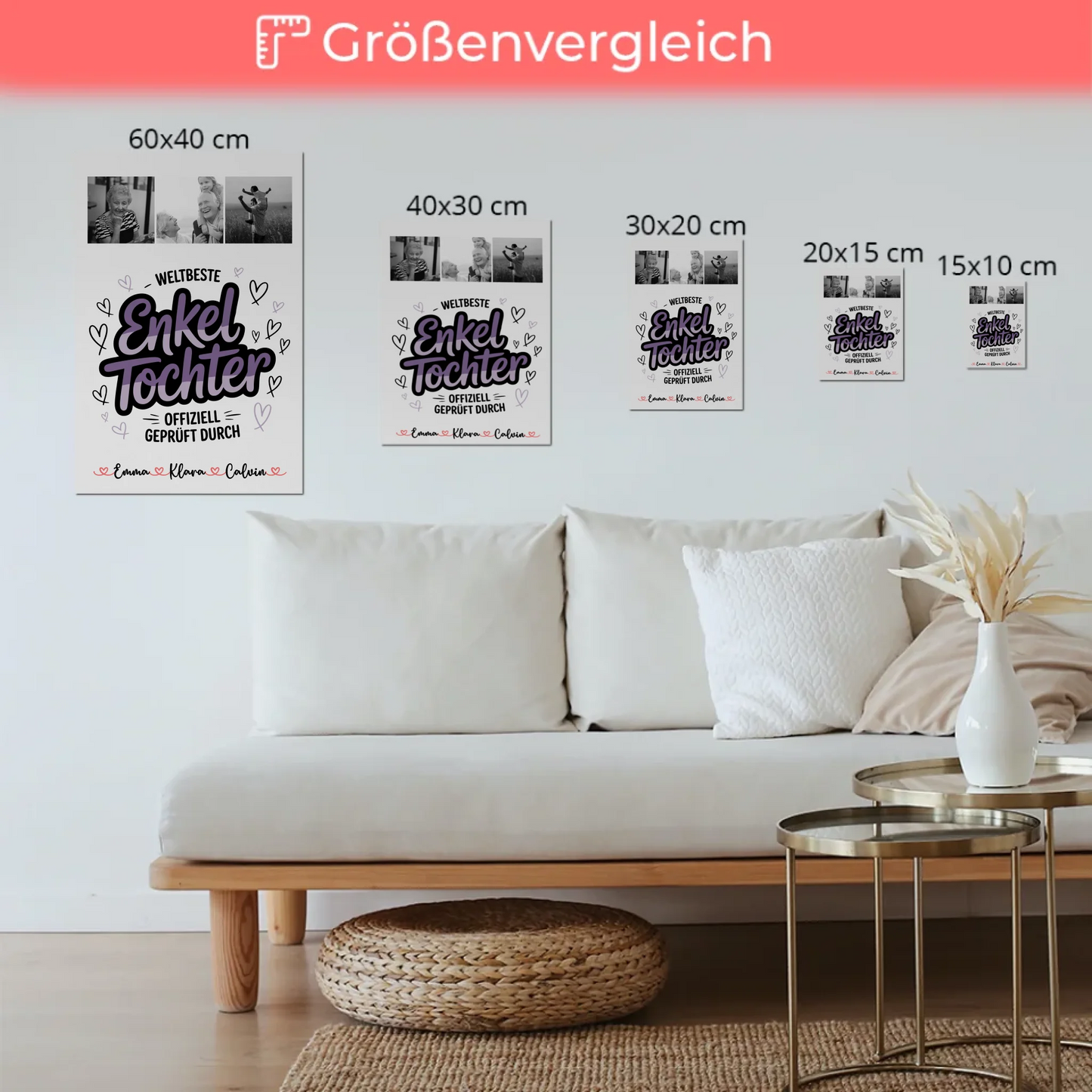 Fotoboard Magnet Wandbild Geschenk Fotocollage Enkeltochter Weltbeste Enkeltochter Offiziell Geprüft Durch 6