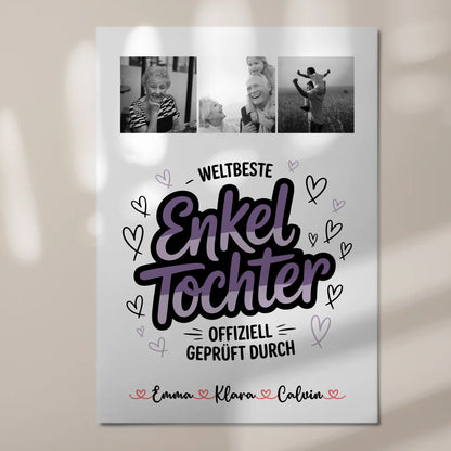 Fotoboard Magnet Wandbild Geschenk Fotocollage Enkeltochter Weltbeste Enkeltochter Offiziell Geprüft Durch 7