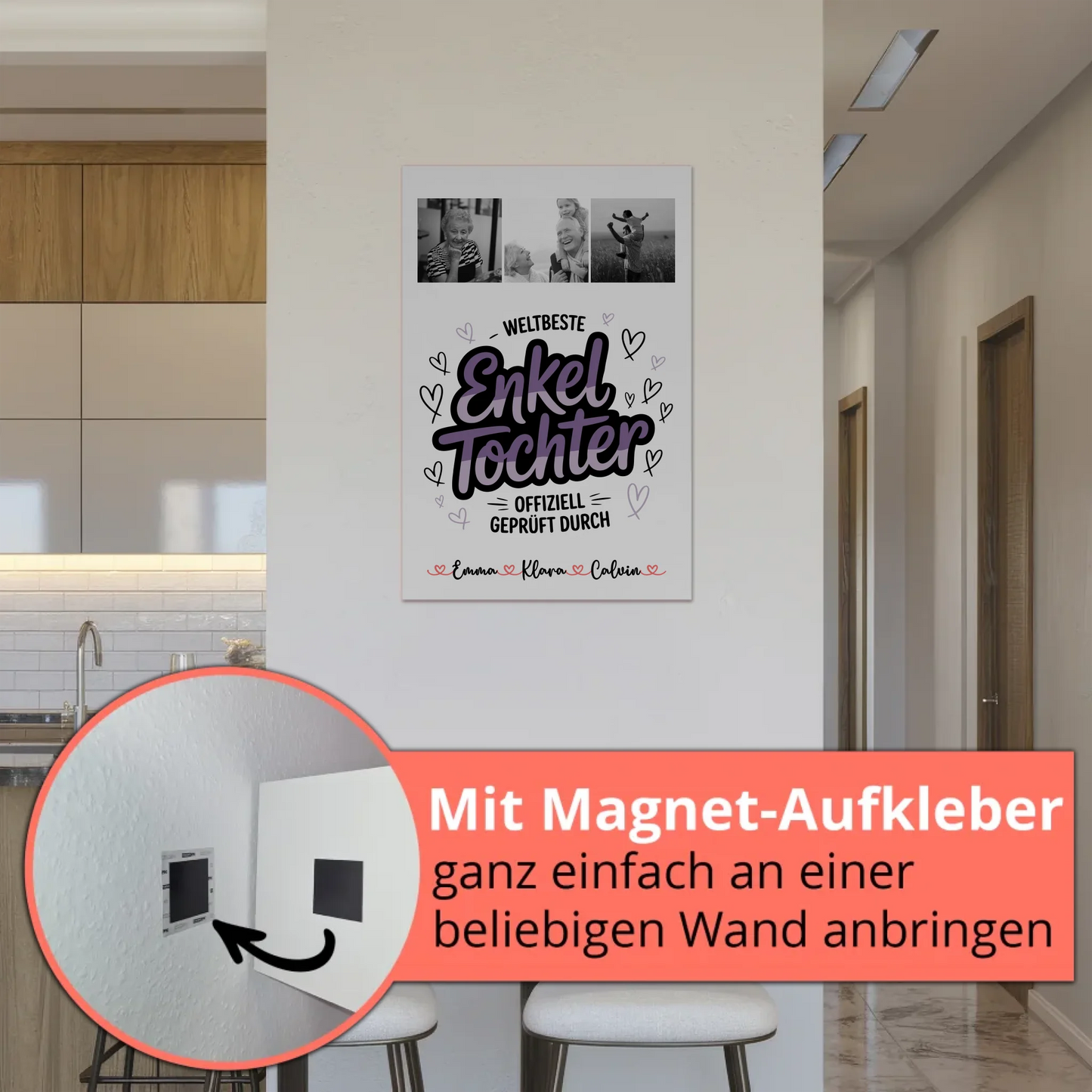 Fotoboard Magnet Wandbild Geschenk Fotocollage Enkeltochter Weltbeste Enkeltochter Offiziell Geprüft Durch