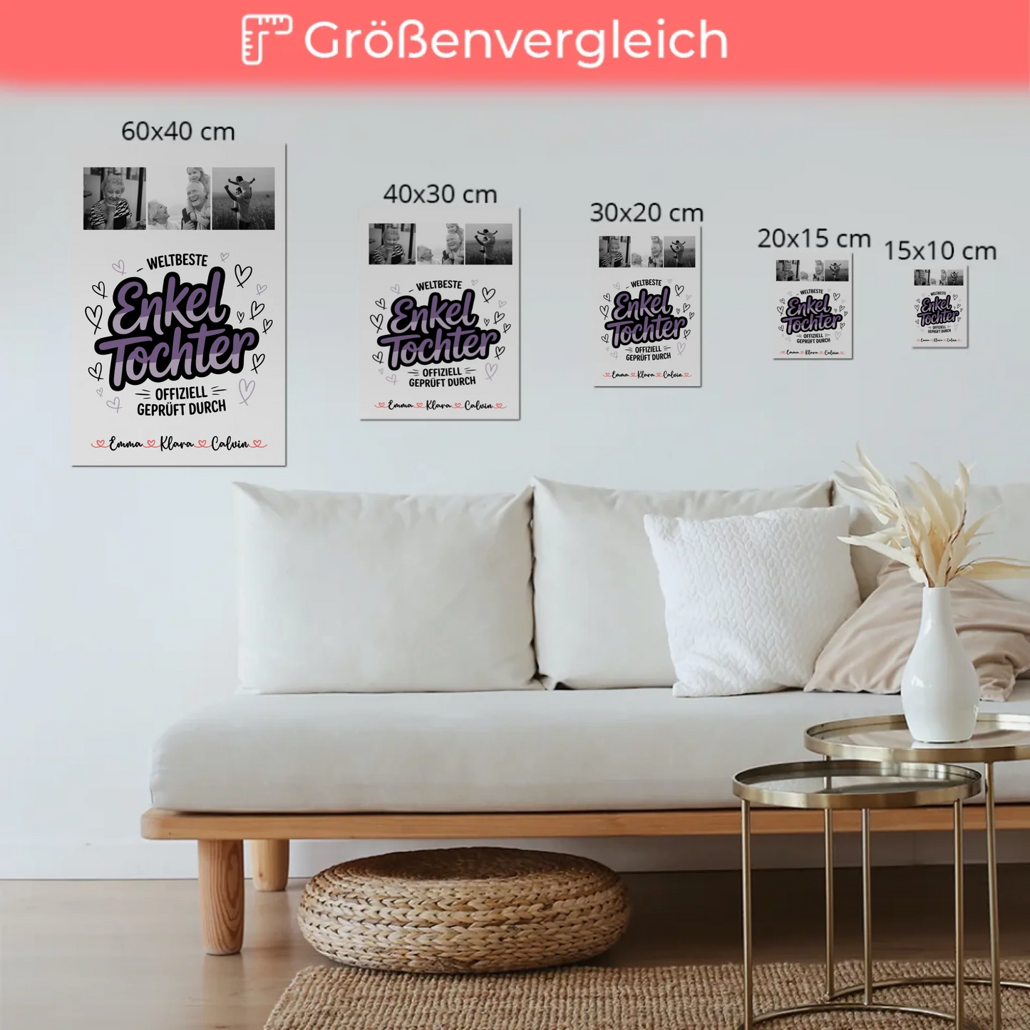 Fotoboard Magnet Wandbild Geschenk Fotocollage Enkeltochter Weltbeste Enkeltochter Offiziell Geprüft Durch