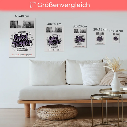 Fotoboard Magnet Wandbild Geschenk Fotocollage Enkeltochter Weltbeste Enkeltochter Offiziell Geprüft Durch