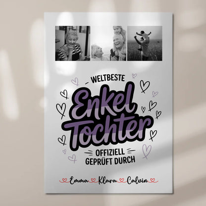 Fotoboard Magnet Wandbild Geschenk Fotocollage Enkeltochter Weltbeste Enkeltochter Offiziell Geprüft Durch