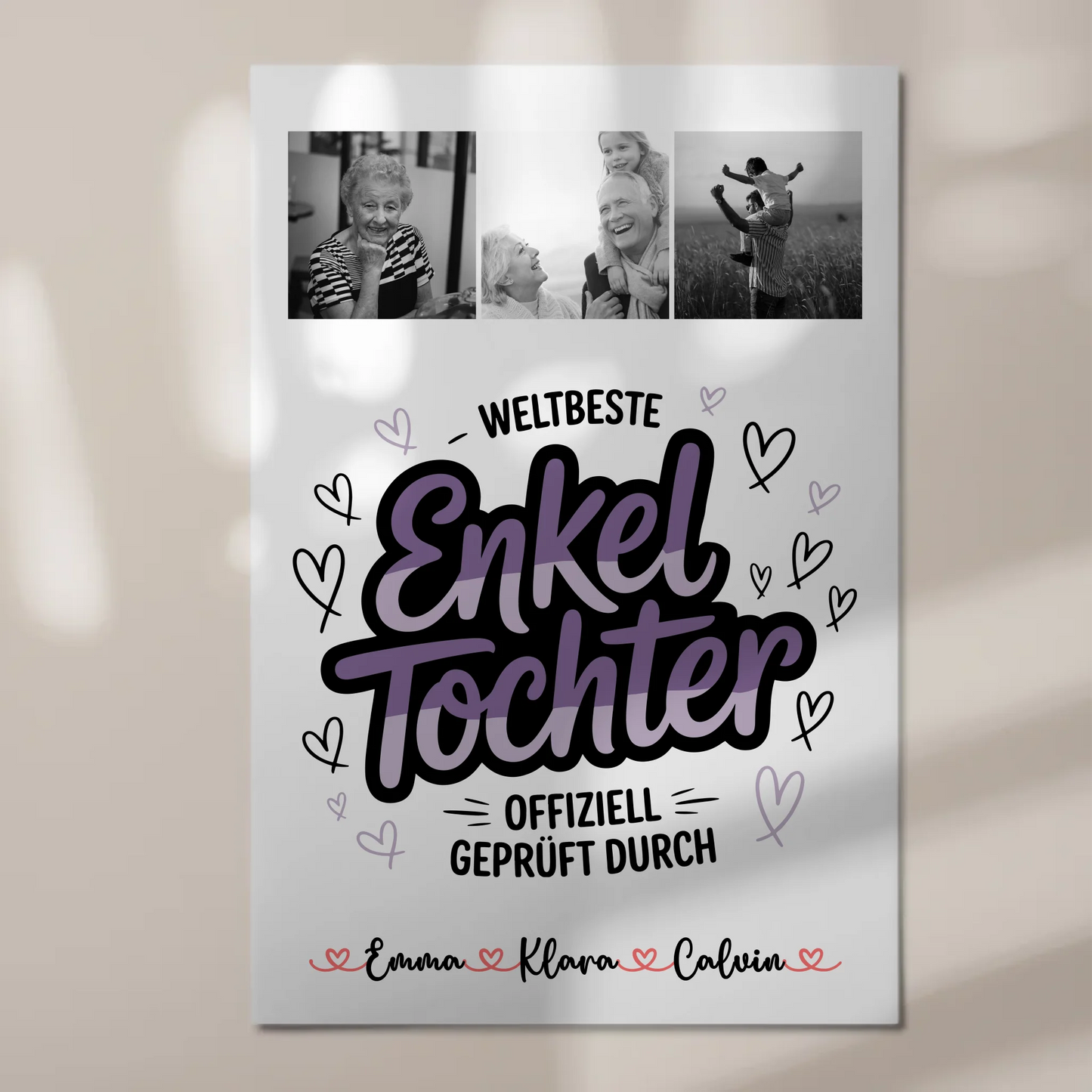 Fotoboard Magnet Wandbild Geschenk Fotocollage Enkeltochter Weltbeste Enkeltochter Offiziell Geprüft Durch