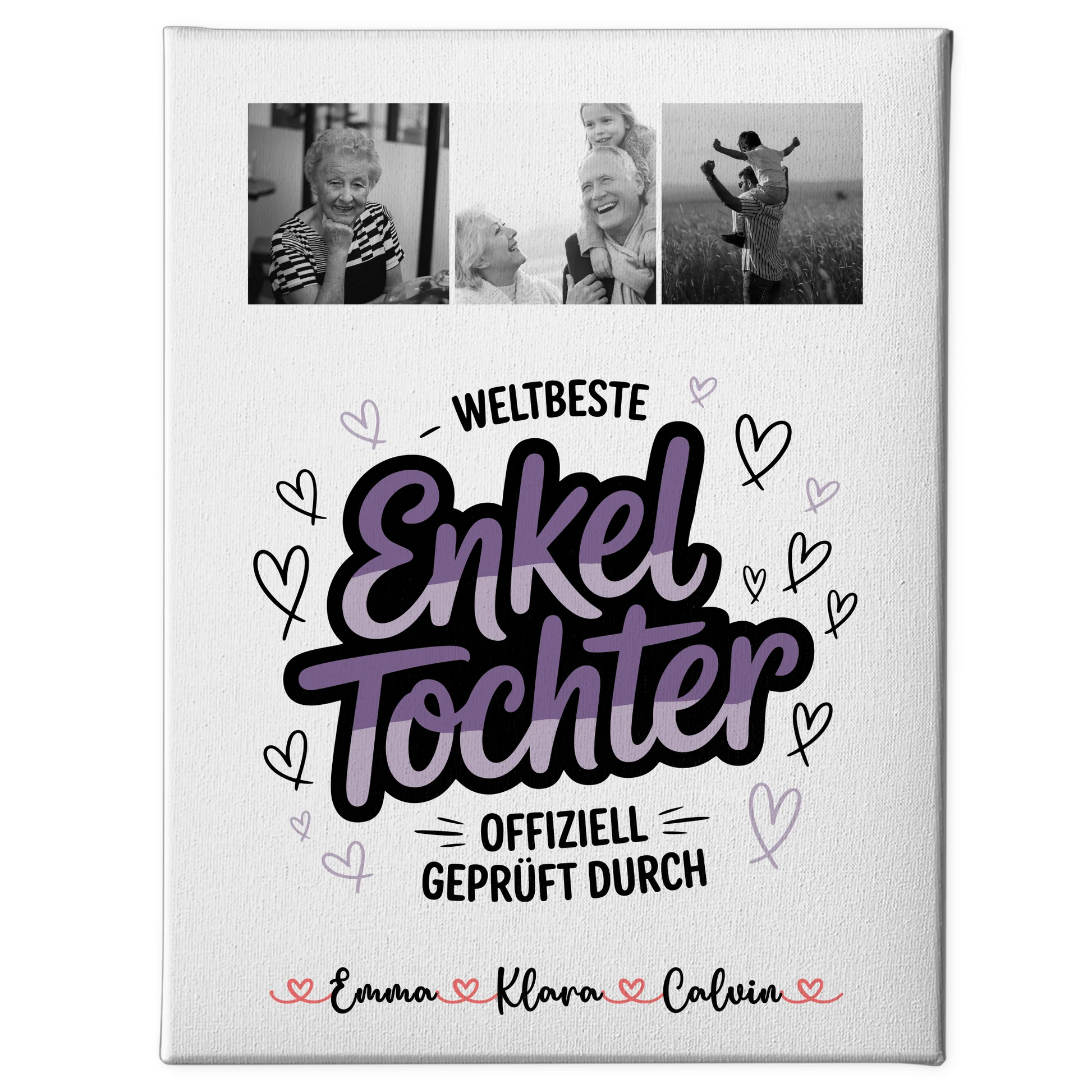 Personalisierte Leinwand Geschenk Fotocollage Enkeltochter Weltbeste Enkeltochter Offiziell Geprüft Durch 1