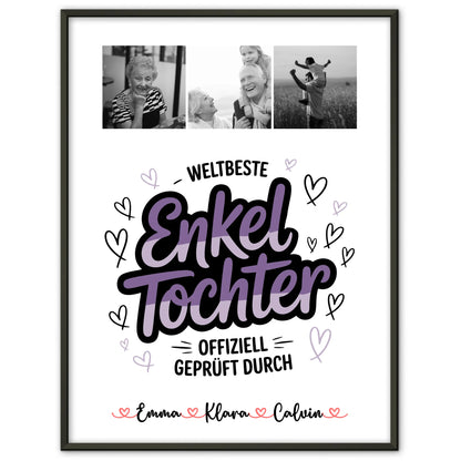 Poster Personalisiert Geschenk Fotocollage Enkeltochter Weltbeste Enkeltochter Offiziell Geprüft Durch