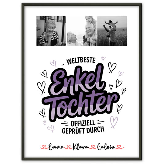 Poster Personalisiert Geschenk Fotocollage Enkeltochter Weltbeste Enkeltochter Offiziell Geprüft Durch