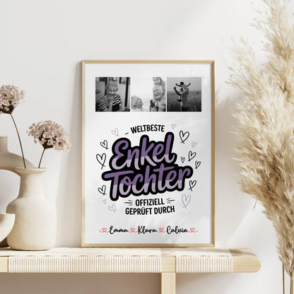 Poster Personalisiert Geschenk Fotocollage Enkeltochter Weltbeste Enkeltochter Offiziell Geprüft Durch