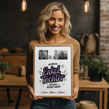 Poster Personalisiert Geschenk Fotocollage Enkeltochter Weltbeste Enkeltochter Offiziell Geprüft Durch