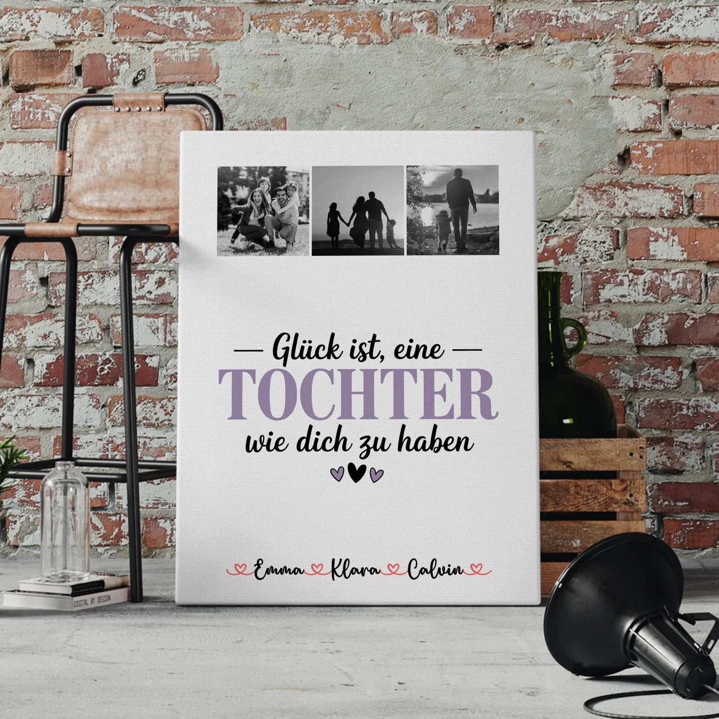 Leinwand Bild Fotocollage für Tochter Glück Ist eine Tochter Wie Dich Zu Haben personalisiert 4