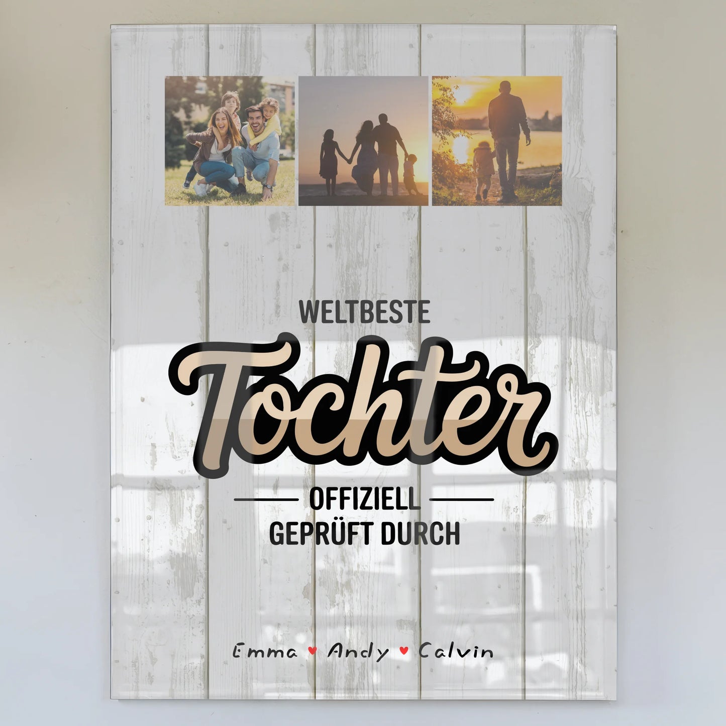 Personalisierte Geschenke für Tochter Foto Acrylglas Weltbeste Tochter Offiziell Geprüft Durch Fotocollage Leinwand Tasse 1