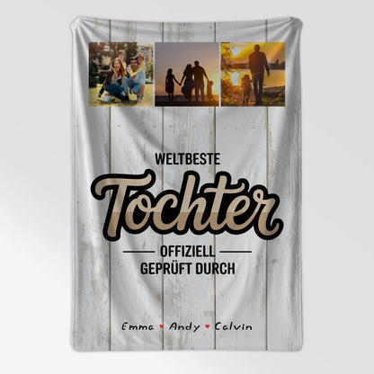 Personalisierte Decke Für Tochter Tochter Fotocollage Weltbeste Tochter Offiziell Geprüft Durch 7