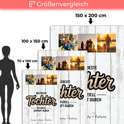 Personalisierte Decke Für Tochter Tochter Fotocollage Weltbeste Tochter Offiziell Geprüft Durch 5