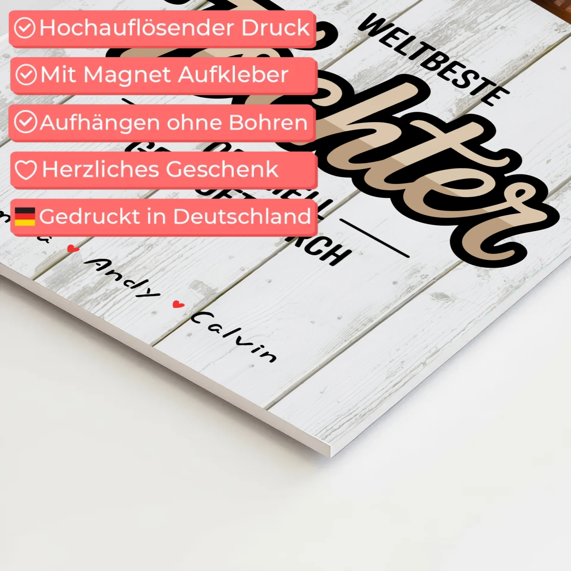 Fotoboard Magnetisch für Tochter - Weltbeste Tochter mit personalisierter Fotocollage 4