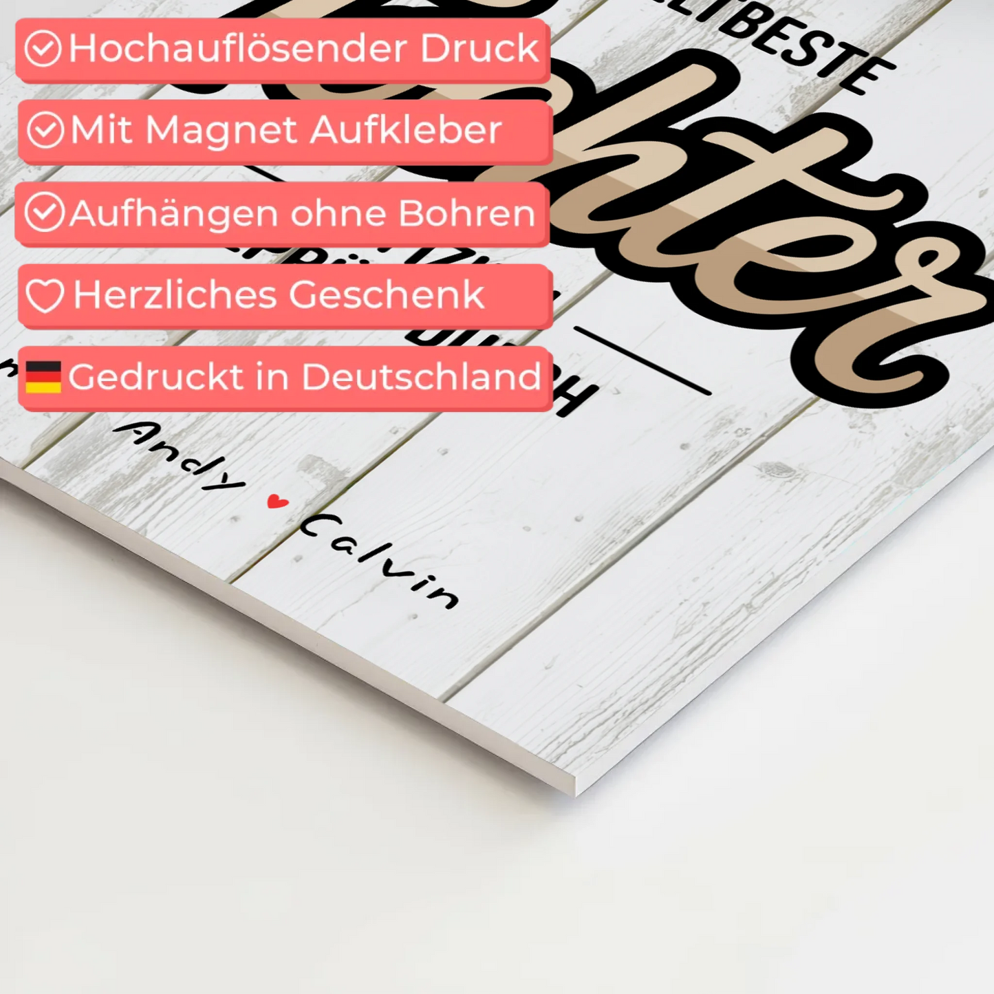 Fotoboard Magnetisch für Tochter - Weltbeste Tochter mit personalisierter Fotocollage