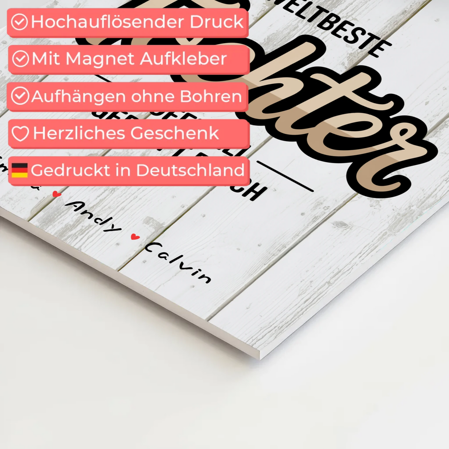 Fotoboard Magnetisch für Tochter - Weltbeste Tochter mit personalisierter Fotocollage