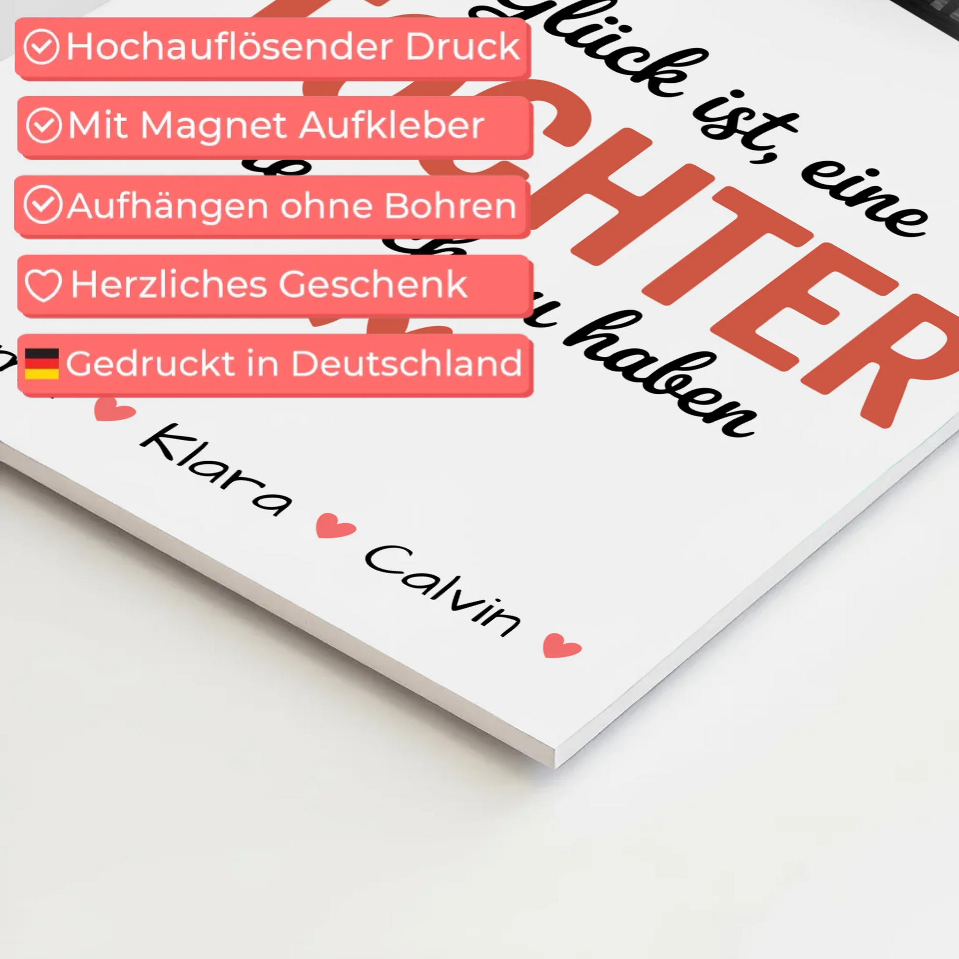 Fotoboard Poster Magnetisch Geschenk Fotocollage Tochter Glück Ist eine Tochter Wie Dich Zu Haben 4