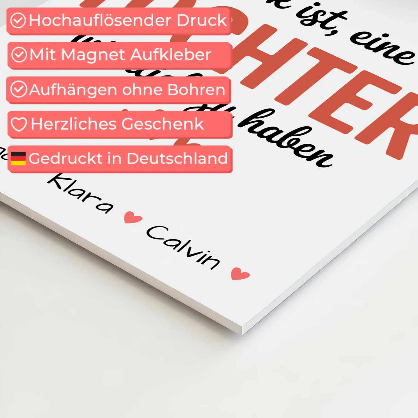 Fotoboard Poster Magnetisch Geschenk Fotocollage Tochter Glück Ist eine Tochter Wie Dich Zu Haben