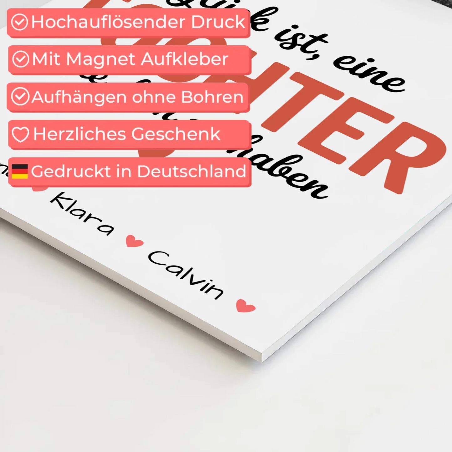 Fotoboard Poster Magnetisch Geschenk Fotocollage Tochter Glück Ist eine Tochter Wie Dich Zu Haben