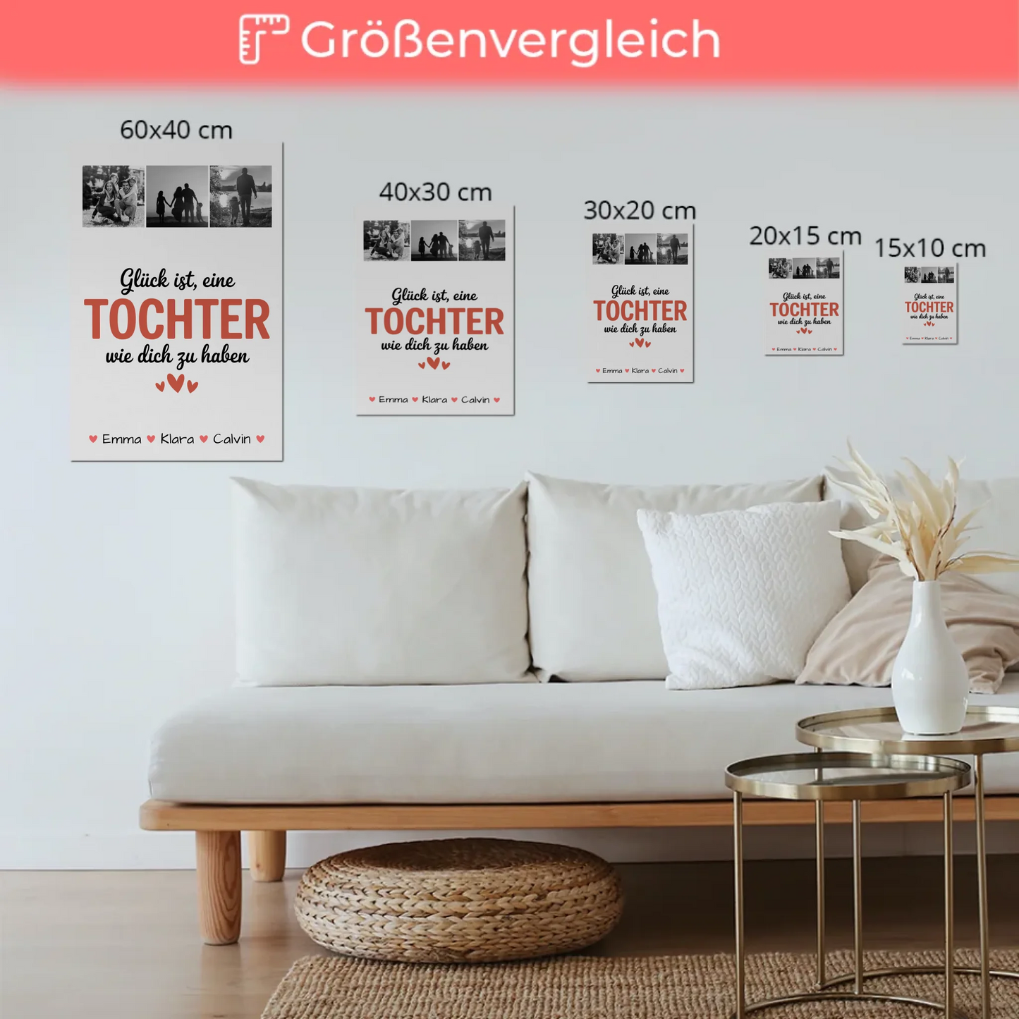 Fotoboard Poster Magnetisch Geschenk Fotocollage Tochter Glück Ist eine Tochter Wie Dich Zu Haben