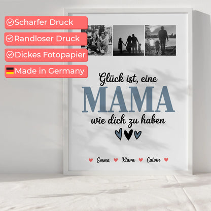 Personalisiertes Mama Plakat mit Fotocollage für Mama Glück Ist eine Mama Wie Dich Zu Haben