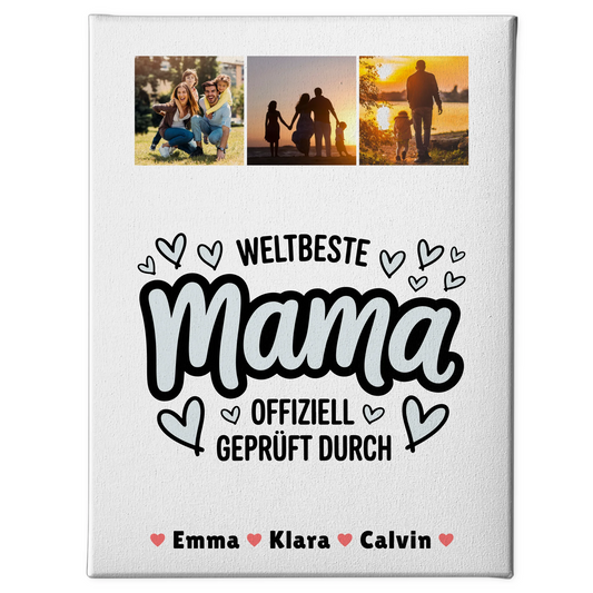 Leinwand Mama Mama Fotocollage Weltbeste Mama Offiziell Geprüft Durch Personalisiertes Geschenk 1