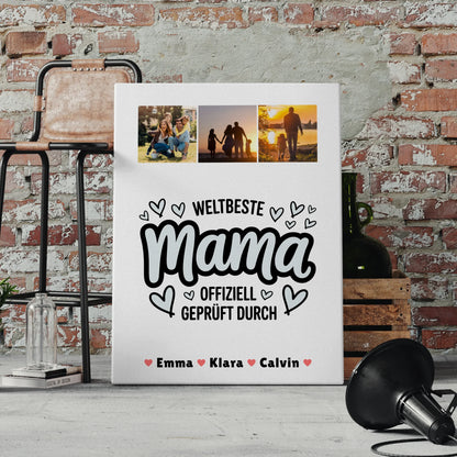 Leinwand Mama Mama Fotocollage Weltbeste Mama Offiziell Geprüft Durch Personalisiertes Geschenk 4
