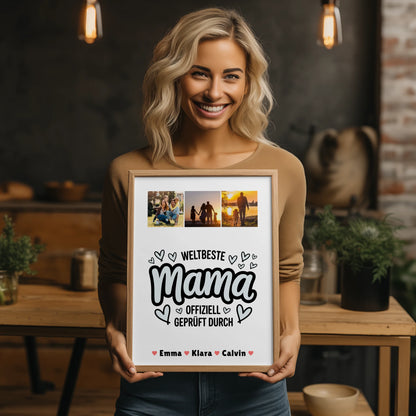 Mama Plakat Poster Mama Fotocollage Weltbeste Mama Offiziell Geprüft Durch Personalisiertes Geschenk