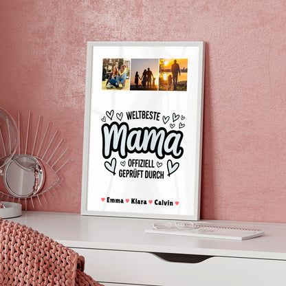 Mama Plakat Poster Mama Fotocollage Weltbeste Mama Offiziell Geprüft Durch Personalisiertes Geschenk