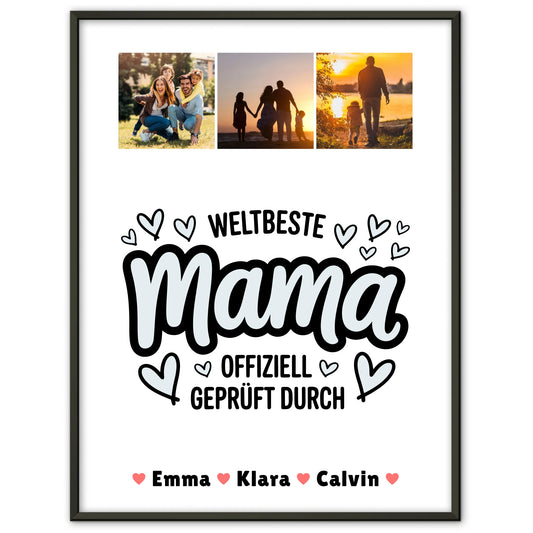 Mama Plakat Poster Mama Fotocollage Weltbeste Mama Offiziell Geprüft Durch Personalisiertes Geschenk