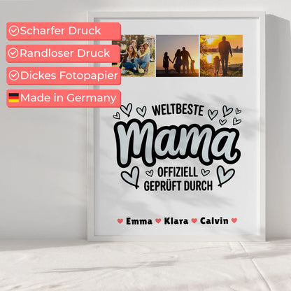 Mama Plakat Poster Mama Fotocollage Weltbeste Mama Offiziell Geprüft Durch Personalisiertes Geschenk