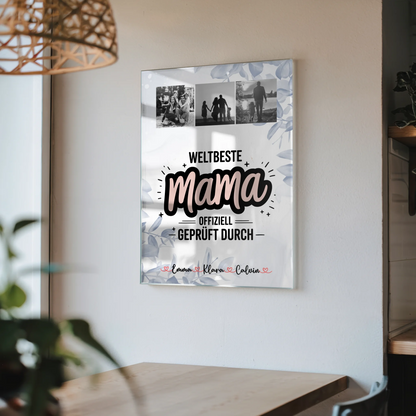 Mama Plakat Geschenk Fotocollage Mama Weltbeste Mama Offiziell Geprüft Durch personalisiert 4
