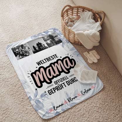 Decke Mit Spruch Für Mama Geschenk Fotocollage Mama Weltbeste Mama Offiziell Geprüft Durch 2