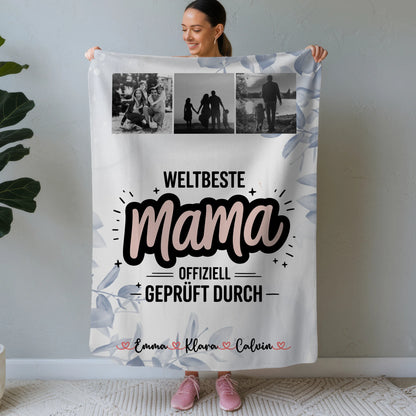 Decke Mit Spruch Für Mama Geschenk Fotocollage Mama Weltbeste Mama Offiziell Geprüft Durch 1
