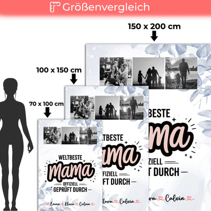 Decke Mit Spruch Für Mama Geschenk Fotocollage Mama Weltbeste Mama Offiziell Geprüft Durch 5
