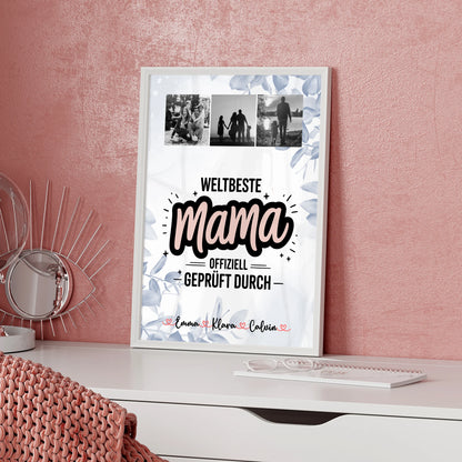 Poster Mama Tochter Geschenk Fotocollage Mama Weltbeste Mama Offiziell Geprüft Durch