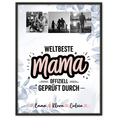 Poster Mama Tochter Geschenk Fotocollage Mama Weltbeste Mama Offiziell Geprüft Durch