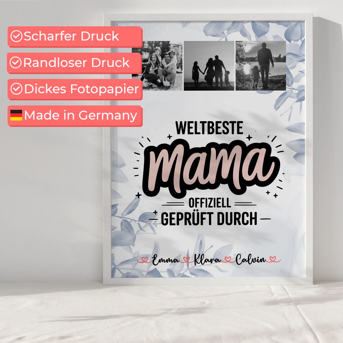Poster Mama Tochter Geschenk Fotocollage Mama Weltbeste Mama Offiziell Geprüft Durch