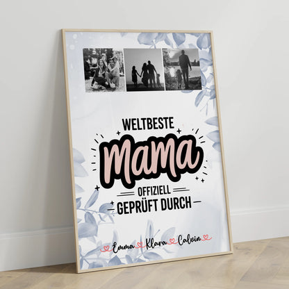 Poster Mama Tochter Geschenk Fotocollage Mama Weltbeste Mama Offiziell Geprüft Durch