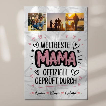 Mama Plakat Fotocollage Mama Weltbeste Mama Offiziell Geprüft Durch Personalisiertes Geschenk