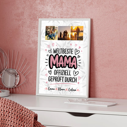 Poster Mama Fotocollage Mama Weltbeste Mama Offiziell Geprüft Durch personalisiert