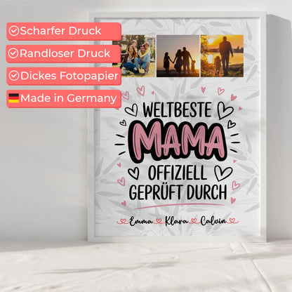 Poster Mama Fotocollage Mama Weltbeste Mama Offiziell Geprüft Durch personalisiert