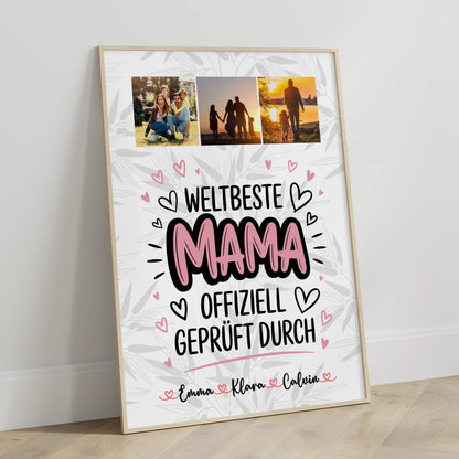 Poster Mama Fotocollage Mama Weltbeste Mama Offiziell Geprüft Durch personalisiert