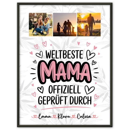 Poster Mama Fotocollage Mama Weltbeste Mama Offiziell Geprüft Durch personalisiert