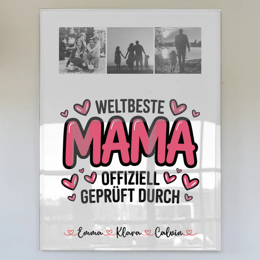 Mama Plakat mit Fotocollage für Mama Weltbeste Mama Offiziell Geprüft Durch 1